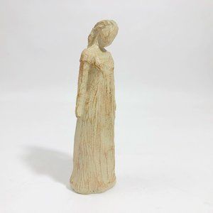 EUC Thoughtful Woman Figurine Statue Faux Wood 8x2x2.5 inches
